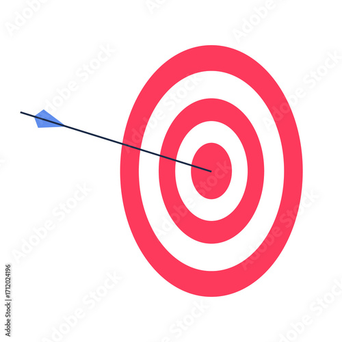 Arrow Hitting Target Near Bullseye Flat Illustration