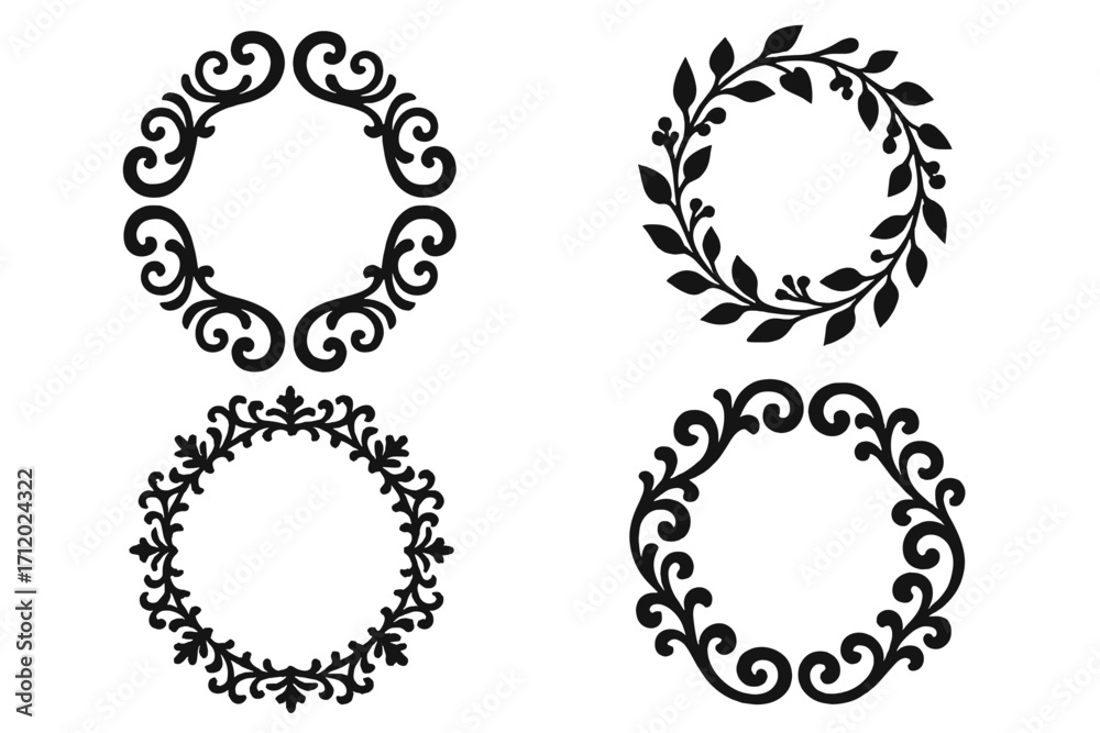 Obraz premium Elegant Floral Frames with Swirling Embellishments