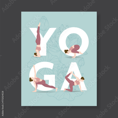 Yoga Poster with Blue Lotus Illustration