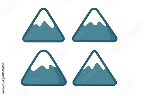 Snow cap mountain icon flat style vector cartoon illustration with transparent background, winter landscape symbol, nature peak silhouette, cold weather outdoor design set
