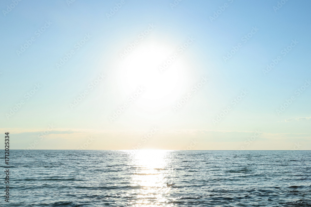 Fototapeta premium Beautiful wavy sea and sky on sunny day