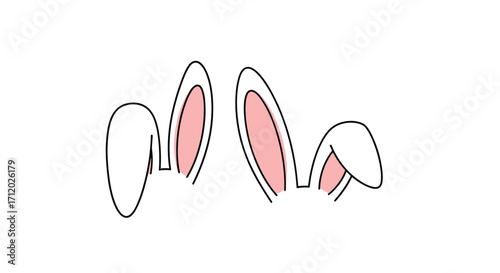 Cute cartoon bunny rabbit ears peeking from behind a surface.