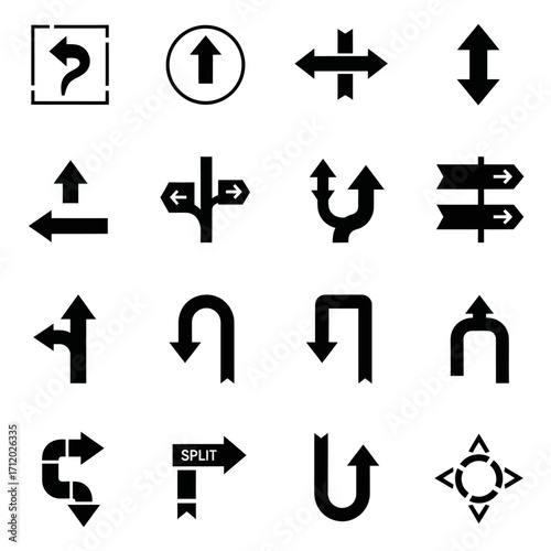 Arrow Icon Set Collection of Directional and Navigation Symbols, Vector Graphics