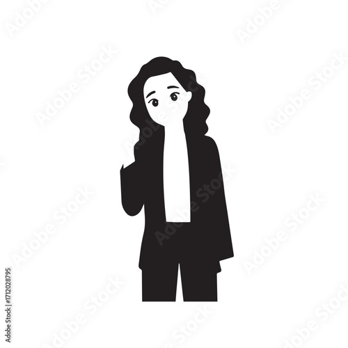Beautiful Woman in Formal Dress Black and White Illustration Vector Art Design