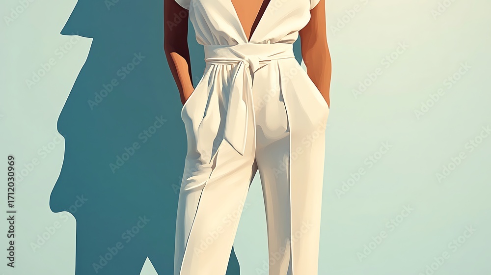 custom made wallpaper toronto digitalMinimalistic Illustration of a Chic Jumpsuit – Modern Fashion Design