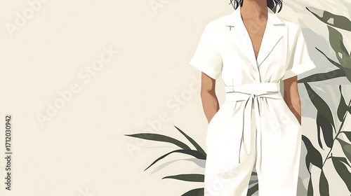 Minimalistic Illustration of a Chic Jumpsuit – Modern Fashion Design