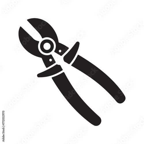 Solid cable cutter tool icon isolated on white background