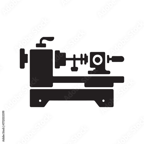 Solid lathe machine icon isolated on white background