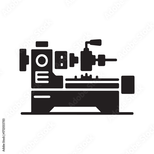 Solid lathe machine icon isolated on white background