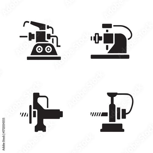 Pipe threading machine solid icon isolated on white background