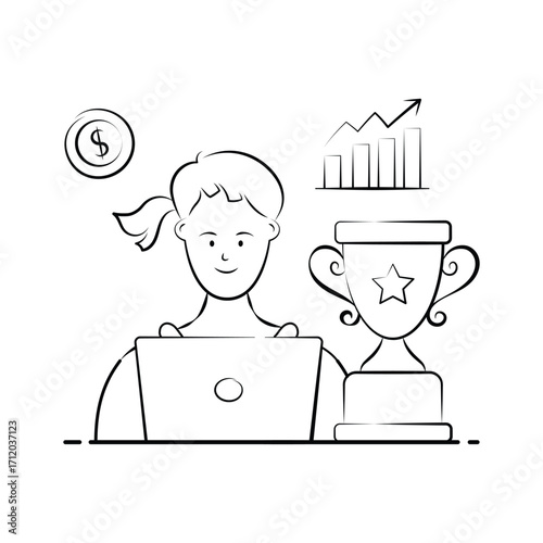 Take your hands on this amazing hand drawn illustration of business achievement