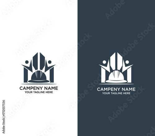 Construction Logo With Professional Design and Safety Helmet Illustration
