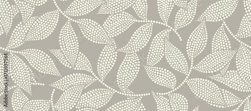 Abstract floral background with leaf seamless pattern with dotted flat style.