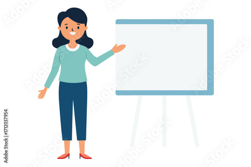 Woman Presenting on a Whiteboard with Easel presentation teaching