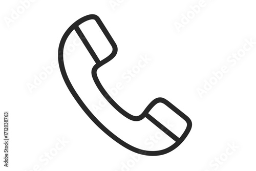 Old telephone handset receiver linear icon. Retro phone symbol for communication. Vector pictogram for call center, contact us button, customer service, support, hotline service.