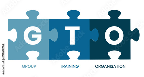 GTO - Group Training Organisation acronym. business concept background. vector illustration concept with keywords and icons. lettering illustration with icons for web banner, flyer, landing page