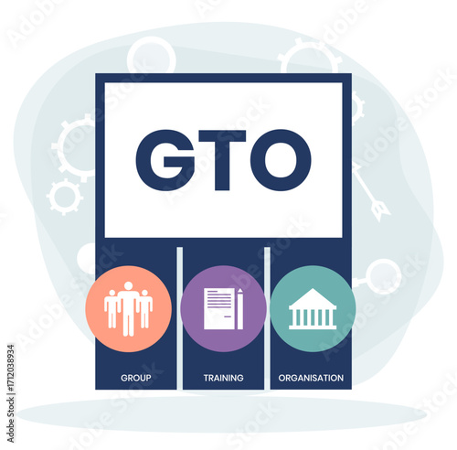 GTO - Group Training Organisation acronym. business concept background. vector illustration concept with keywords and icons. lettering illustration with icons for web banner, flyer, landing page