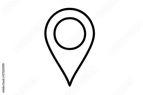Location pin icon. Map marker symbol. GPS navigator pointer for position and destination. Travel direction and address place holder. Vector linear outline illustration.