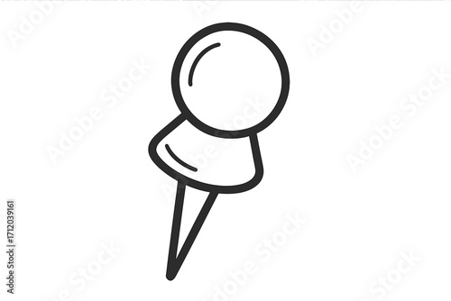 Push pin icon. Thumbtack linear symbol for map location, destination or position marker. Office supply stationery for notice board. Simple black outline vector illustration.