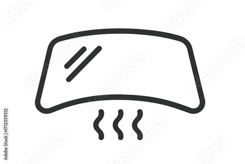 Rear window defroster icon. Car dashboard heating symbol. Windshield defrost, demist sign. Automotive glass heat element. Concept of climate control button graphic.