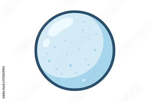 Snowball vector icon in flat cartoon style. Isolated snow ball graphic for winter design. Frozen sphere for fun snowball fight. Holiday, christmas, new year symbol.
