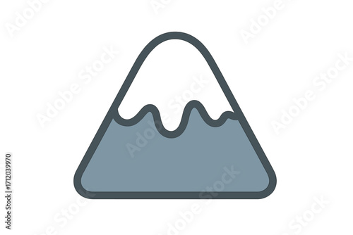 Mountain with snow cap icon. Flat vector cartoon illustration. Nature landscape for travel and adventure concepts. Winter peak symbol for web and mobile design.