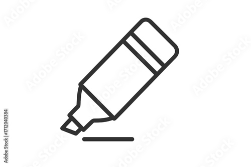Highlighter marker icon for emphasizing text. Linear vector symbol for editing, proofreading, and study. Concept of focus, importance, correction, and selecting information.