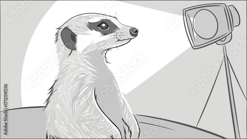 Studio Portrait of a Small Mammal Under a Spotlight.