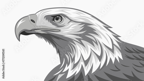 Stylized grayscale eagle head bird of prey profile wildlife vector illustration majestic feathered creature powerful animal portrait nature graphic animal design logo element emblem badg.