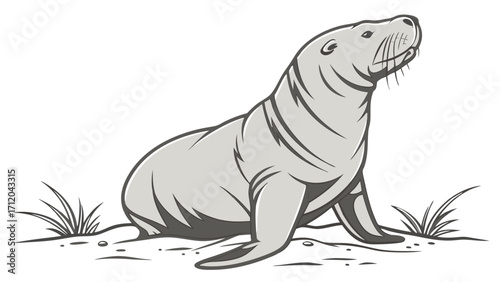 Seal illustration marine mammal wildlife ocean animal aquatic creature vector art graphic design nature animal drawing sea lion pinniped coastal animal beach animal fauna wild anima.