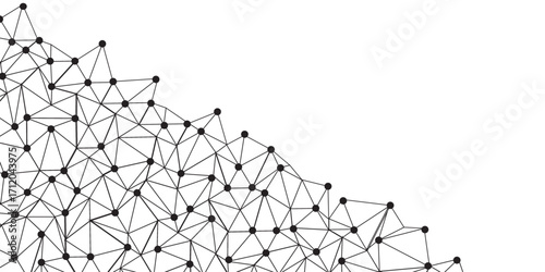 Technology abstract white digital background of connected dot with black line .many squares and rectangle shapes .Internet connection network high digital technology with connecting points and
