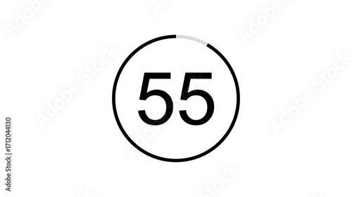 1 minute Circle Countdown Timer with Progress Bar and Alpha Channel , white background