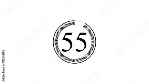 1 minute Circle Countdown Timer with Progress Bar , white background