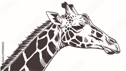 Stylized Giraffe Head Wildlife Vector Illustration African Animal Portrait Graphic Design Element.