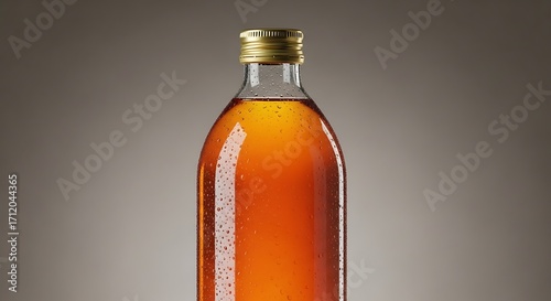 Amber Liquid in Glass Bottle.