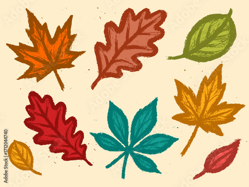 Colorful Autumn Leaves Set Illustration from AI ChatGPT - ReEdit with CorelDRAW