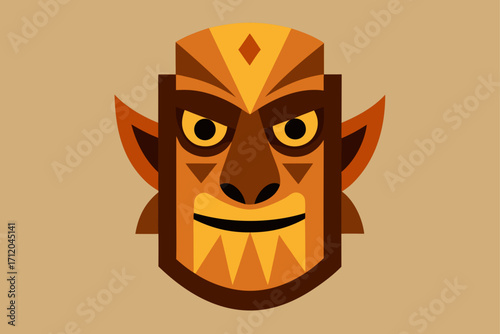 Carved Tribal Wooden Mask Artistic Texture