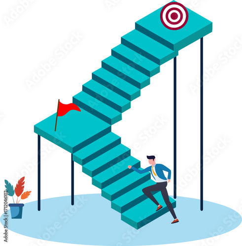 Avoid pitfall Planning and obstacle avoidance concept, business failure, skill and creativity to solve problem with many pitfalls to achieve leading to the top of a mountain.