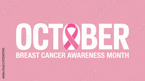 Bold OCTOBER Poster with Ribbon Symbol for Breast Cancer Awareness