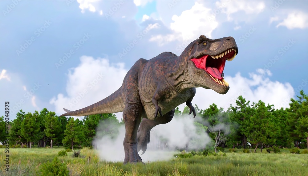 Fototapeta premium Tyrannosaurus Rex in a field