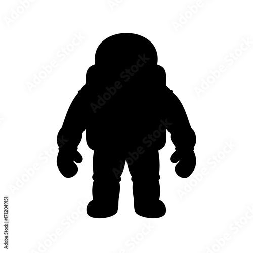 Silhouette of an astronaut in space suit standing on a white background
