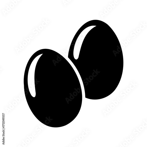 A simple illustration of two shiny oval shaped eggs in black color