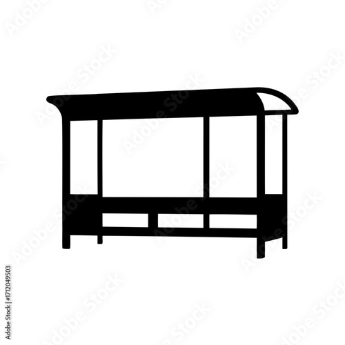 Black and White Bus Stop Shelter Silhouette Image for Public Transport
