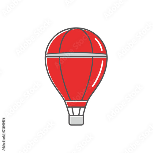 Red hot air balloon vector icon illustration.