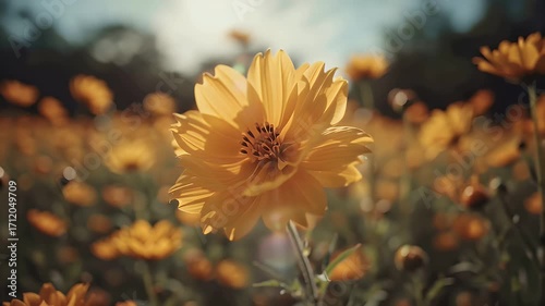 Golden Cosmos Flower Field