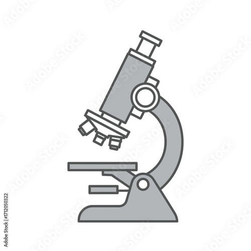 Gray Laboratory Microscope Icon for Scientific Research.