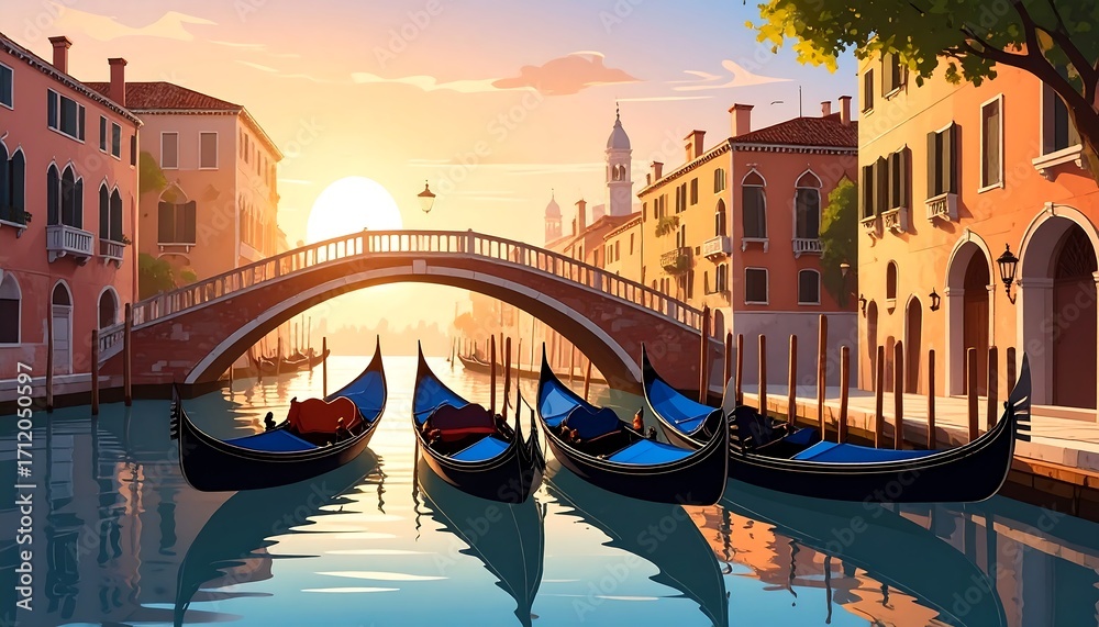 Fototapeta premium Venetian canal scene at sunrise (2)