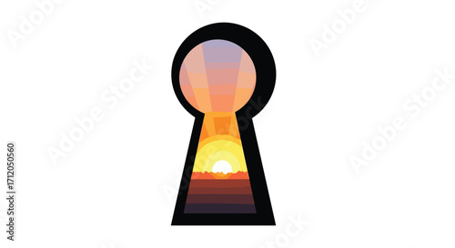 Unlock your potential with this stunning keyhole view of a vibrant sunrise symbolizing new beginnings and endless possibilities, Generative AI.