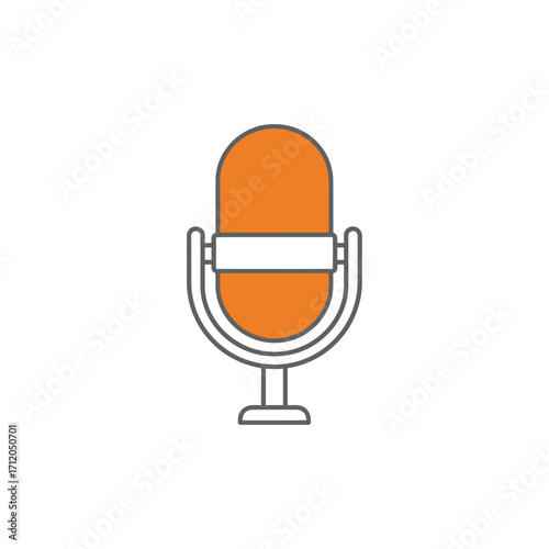 Simple orange and grey retro microphone icon.