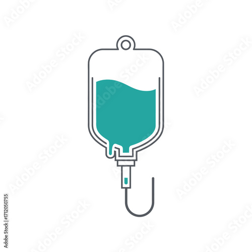 Medical intravenous therapy IV drip bag illustration.